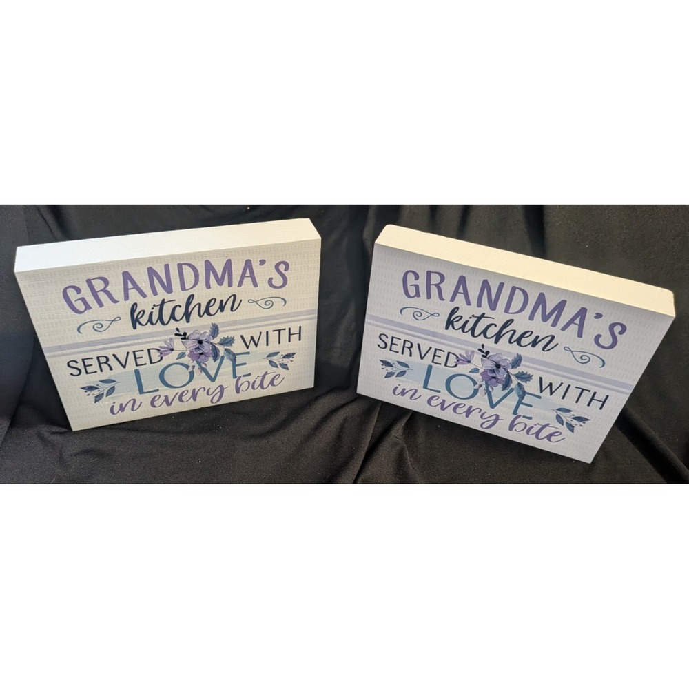 LOT OF 2 - GRANDMA'S KITCHEN SERVED WITH LOVE IN EVERY BITE SIGNS